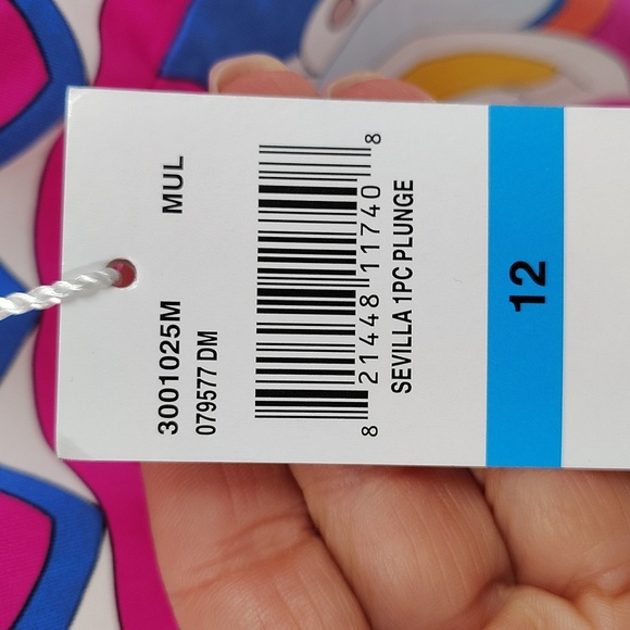 Trina Turk Sevilla Strappy Plunge One Piece Swimsuit Size 12 Multicolor - Picture 6 of 9